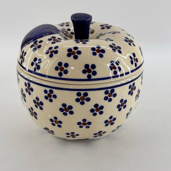 Boleslawiec Polish Ceramic Pottery Apple Baker Roaster Daisy Dots Handmade - Picture 1 of 8